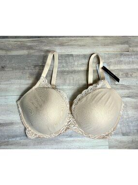 Natori Feathers Contour Plunge Underwire Bra in Cosmetic - Sz 36G - New